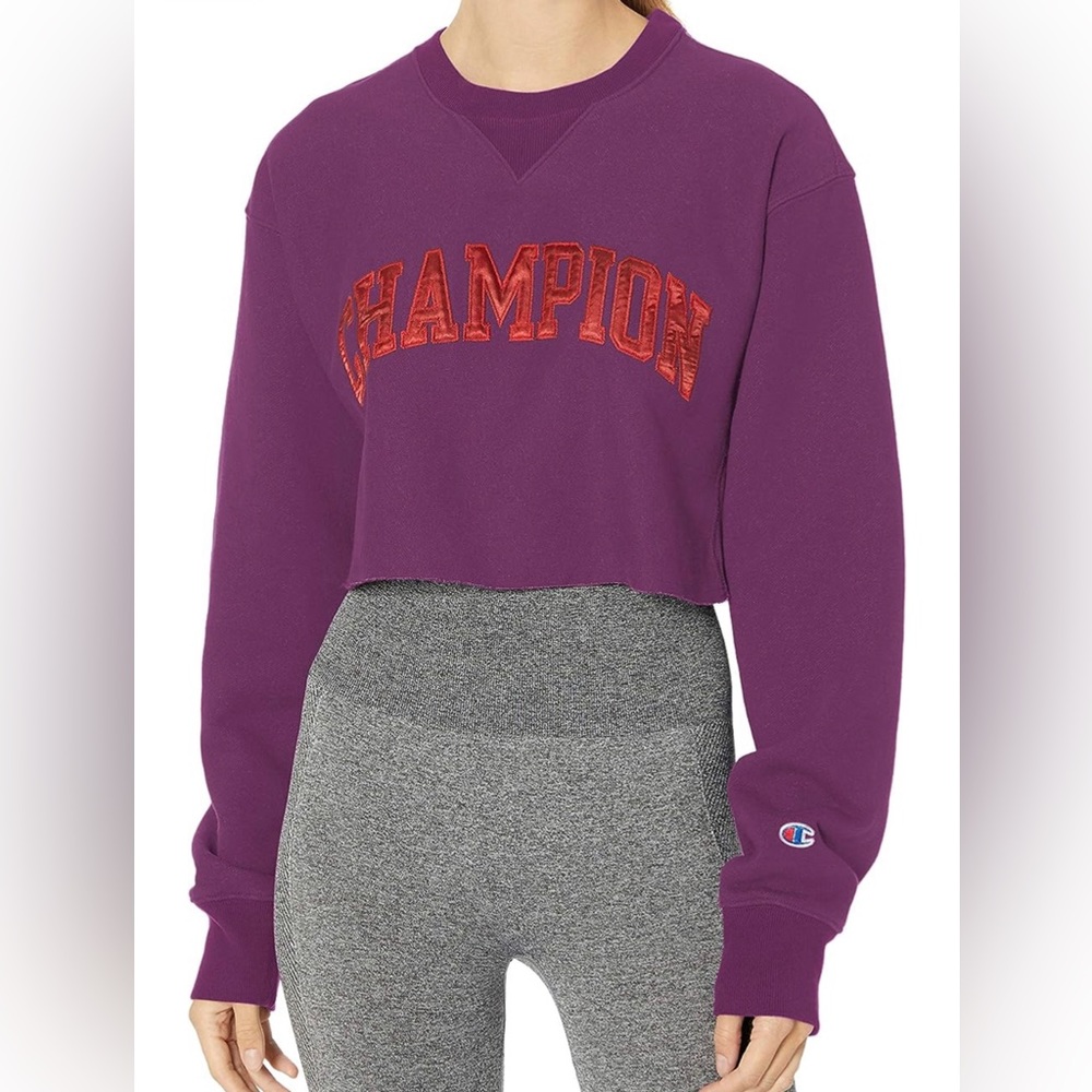 Champion Women's Vintage Wash Reverse Weave Cropped Block Arch size Medium NWT